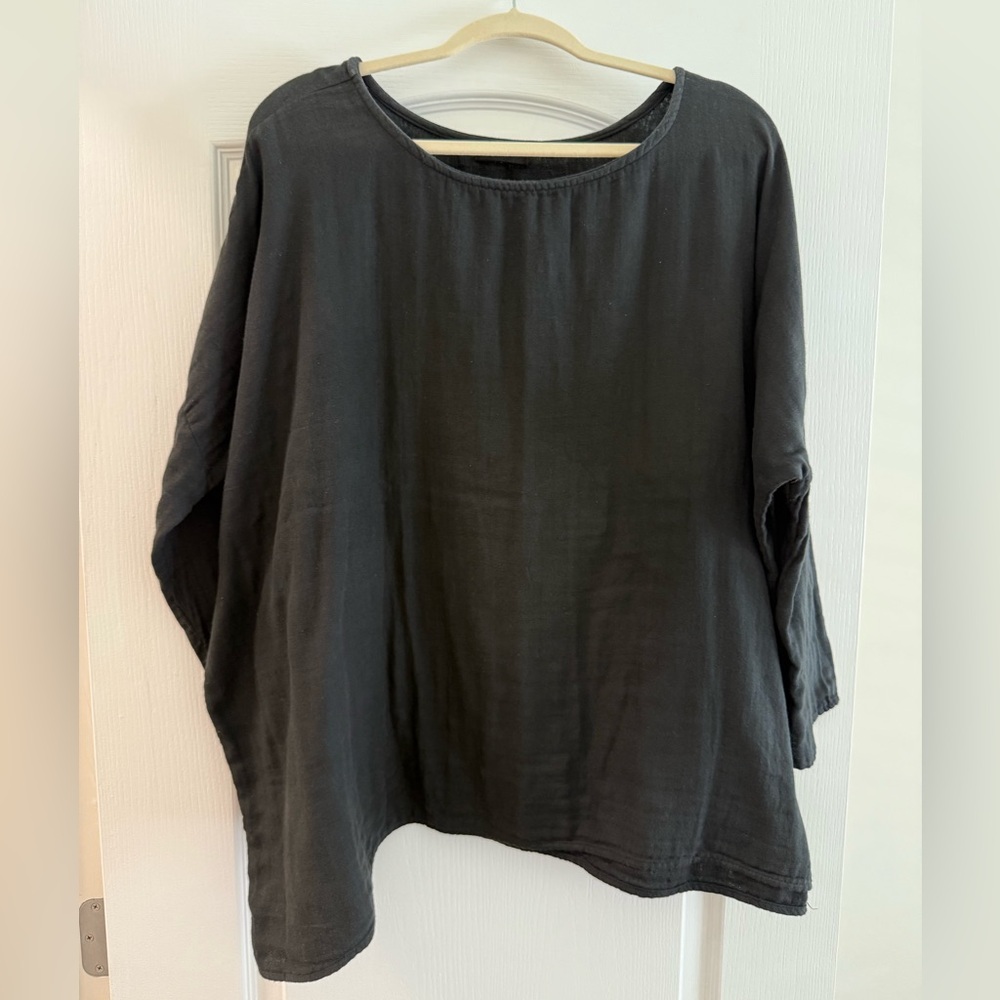 CP Shades Lagenlook Gauzy Cotton Tunic NWOT (Black)